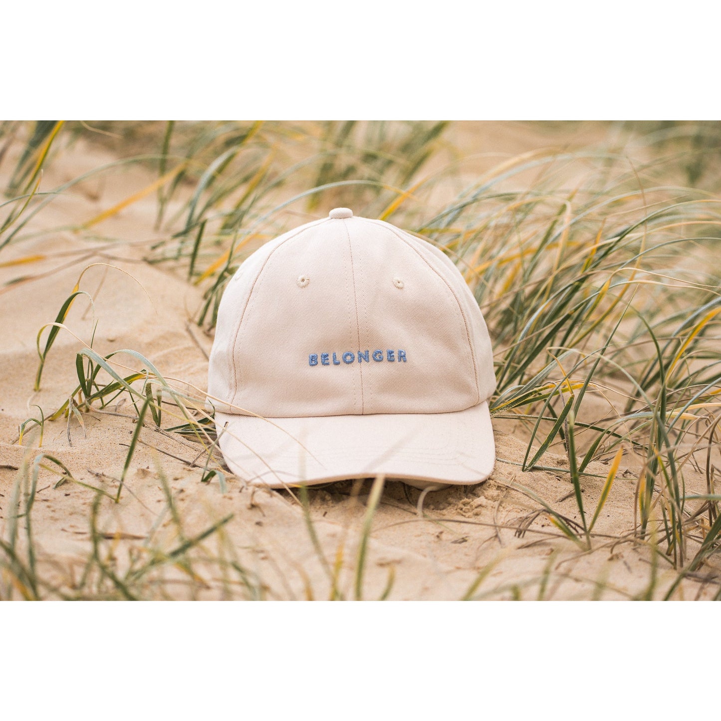 6 PANEL CAP - BEIGE/BLUE